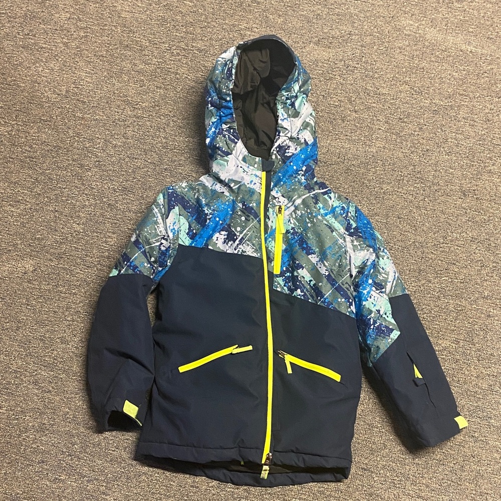 Swiss Tech Kids Blue and Neon Yellow Puffer Jacket